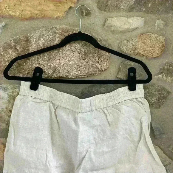 🌟J. Crew Linen Pull On Elastic Long Tan Shorts Womens Medium - Picture 4 of 10
